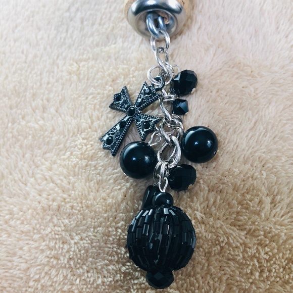 Hand-Crafted Black Beaded Cross Charm Wine Cork PURSE/Backpack Keychain Jewelry - Picture 14 of 16